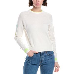 Wispr Womens  Floral Embroidery Silk-Blend Sweater, White